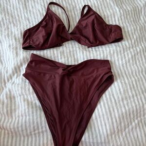 Aerie Deep Burgundy Bikini Set